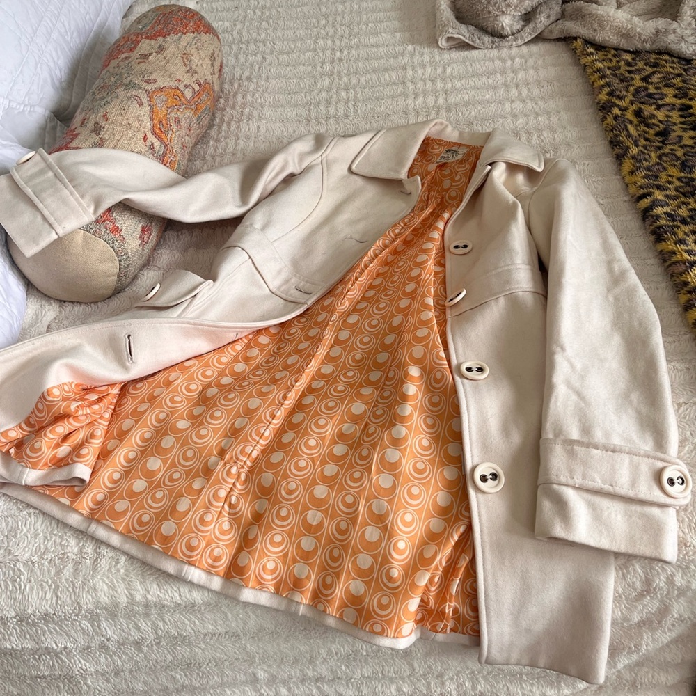 Tulle for Nordstrom Pea Coat Ivory/Cream/White S Medium - Picture 1 of 12